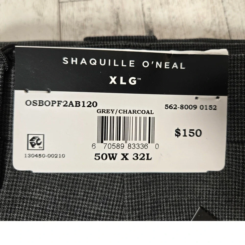 Shaquille O'Neal XLG Mens 50W x 32L Charcoal Grey Stretch Dress Pants NEW